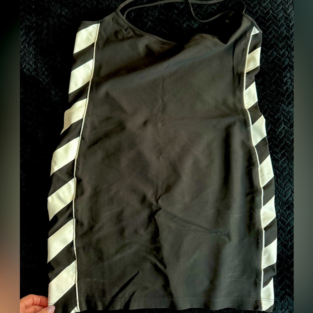 OffWhite Virgil Abloh stretchy mini dress with diagonal white stripes